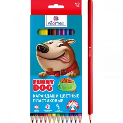 Фото для Карандаши цветные Attomex Funny Dog 12 цв. пластиковые