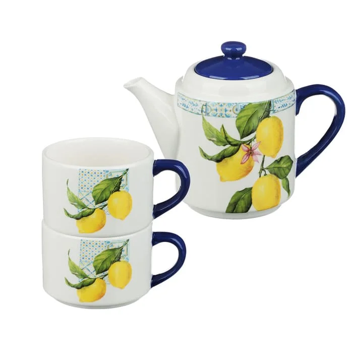 Чайный набор на 2 персоны, Лимоны, 400 мл, 200 мл, 3 пр., керамика, 824-530