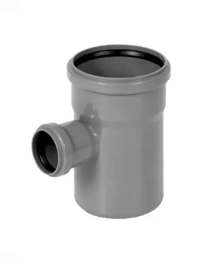 Фото для Тройник канализационный ПП Ду 110х110х50 мм 90° с кольцом серый