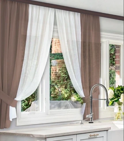 Фото для Комплект штор для кухни под Лен 540х180 какао, 110251