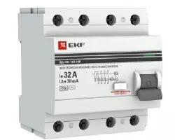 Выключатель дифференциального тока (УЗО) 4п 32А 30мА тип AC ВД-100 PROxima EKF elcb-4-32-30-em-pro