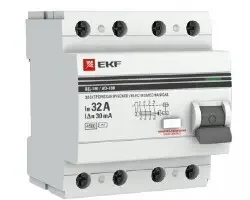 Фото для Выключатель дифференциального тока (УЗО) 4п 32А 30мА тип AC ВД-100 PROxima EKF elcb-4-32-30-em-pro