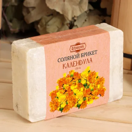 Фото для Соляной брикет "Календула" с алтайскими травами, 1,35 кг "Добропаровъ"