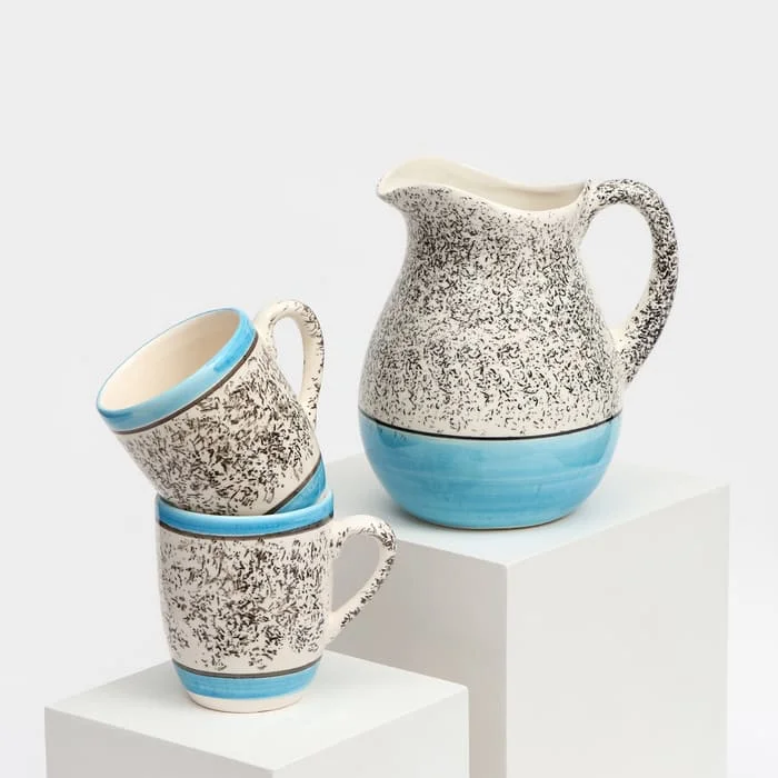 Набор керамической посуды "Персия", 3 предмета: кувшин 1.5 л, кружка 350 мл, голубой, 9285191