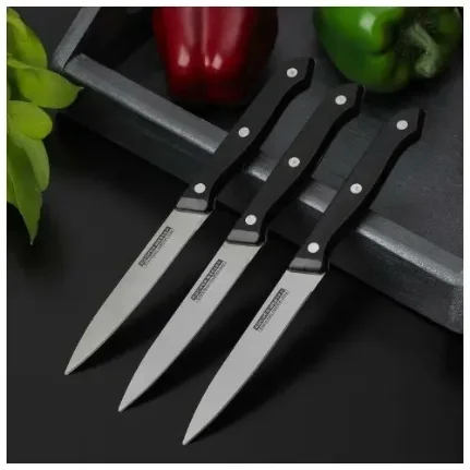 Набор кухонных ножей «Ночь», 3 предмета, лезвие 12 см 1533338
