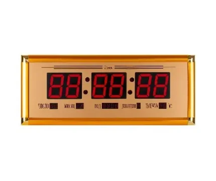 Фото для 03 ОТ BM Электронные настенные часы в золотом багете 35х23см, с календарем и термометром