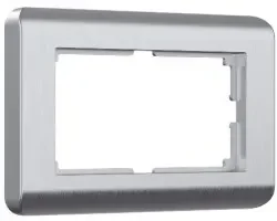 Фото для Рамка Werkel для двойной розетки серебро WL12-Frame-01-DBL