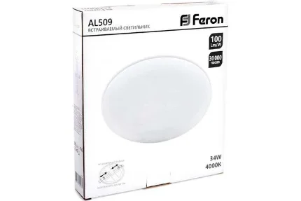 Фото для Светильник светодиодный встраиваемый FERON AL509 34W 4000K белый 41567