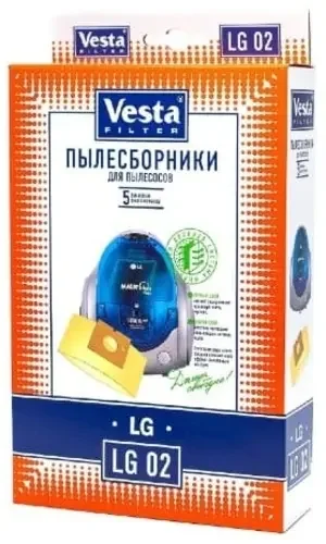 Фото для Мешки-пылесборники бумажные Vesta filter LG 02 для пылесосов LG, 5 шт