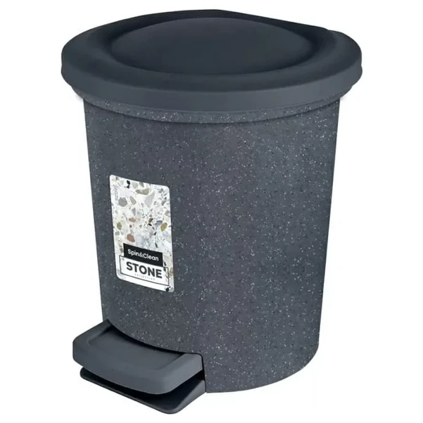 Фото для Ведро для мусора 6л с педалью темный камень Spin&Clean Stone SC470110026