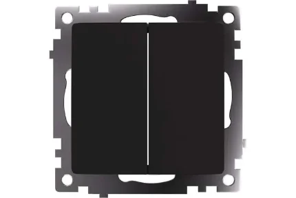 Фото для Переключатель 2-клавишный проходной STEKKER gls10-7107-05, 250v, 10а, Катрин, черный, 49167