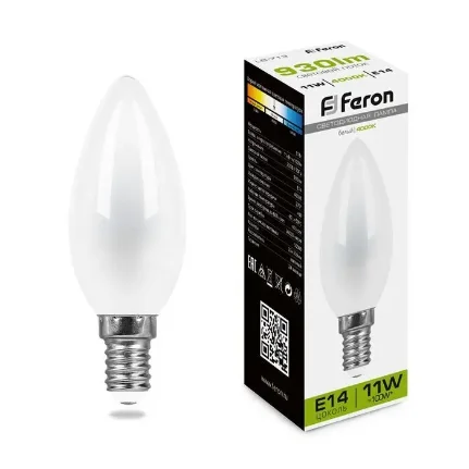 Фото для Лампа филаментная светодиодная Feron LB-713 Свеча матовая E14 11W 4000K