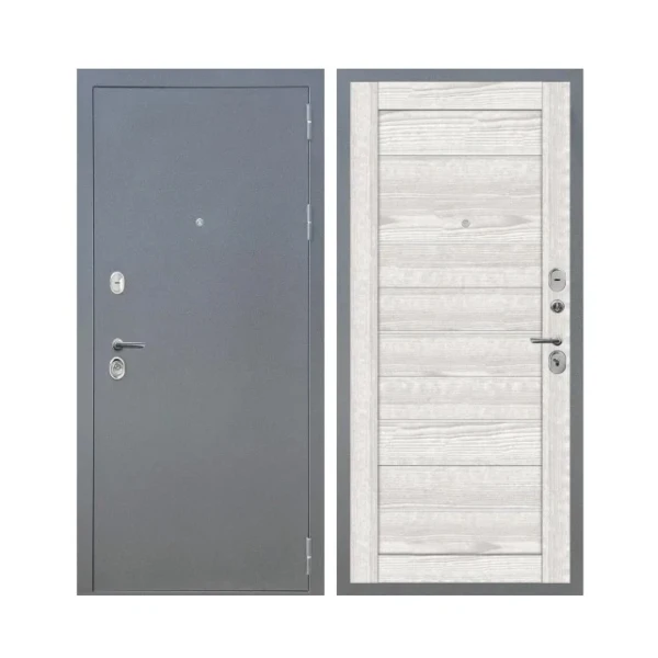 Фото для Дверь входная Аркан 206 Букле 860х2050 П, графит ривьера Айс/Белое стекло