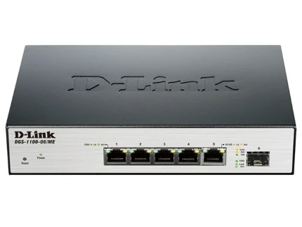 Фото для Коммутатор 5TP D-Link DGS-1100-06/ME/A1B Компактный управляемый коммутатор 5x10/100/1000Mbps +1xSFP