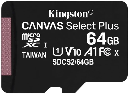 Фото для Карта памяти Micro-SD 64Gb Class 10, Kingston SDCS2/64GBSP Canvas Select Plus w/o adapter
