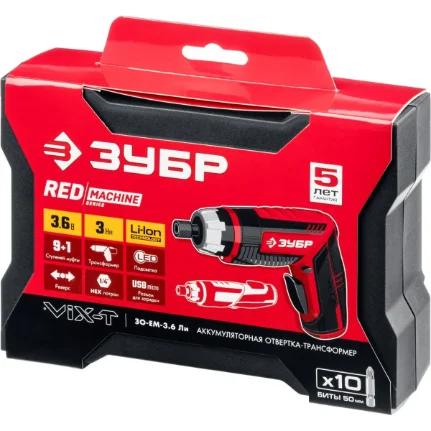 Отвертка аккумуляторная 3,6 В с 10 битами ЗУБР