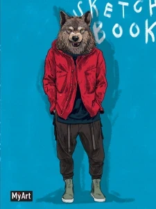 Фото для ЗАПИСНАЯ КН СКЕТЧБУК А5 64Л "MYART" 7БЦ "НА СТИЛЕ" ВОЛК