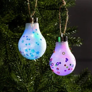 Фото для НАБОР ШАРОВ "ЛАМПОЧКИ БЛЕСТЯЩИЕ" 2ШТ 6СМ ПОДСВЕТКА БАТАРЕЙКА 1Л 