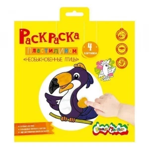 Фото для РАСКРАСКА ПЛАСТИЛИНОМ КАЛЯКА-МАЛЯКА 200*200ММ 4 КАРТИНКИ (РПКМ-НП4, Необыкновенные птицы)