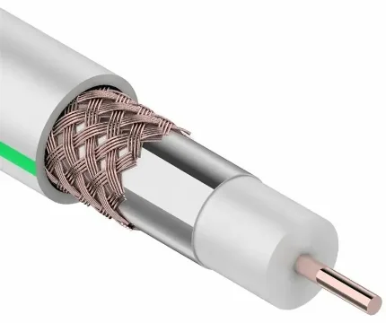 Фото для Кабель коаксиальный RG-6 SAT-703B, 75 Ом, белый, центр.жила 0.9мм Cu, оплётка 64% CCA омеднённая