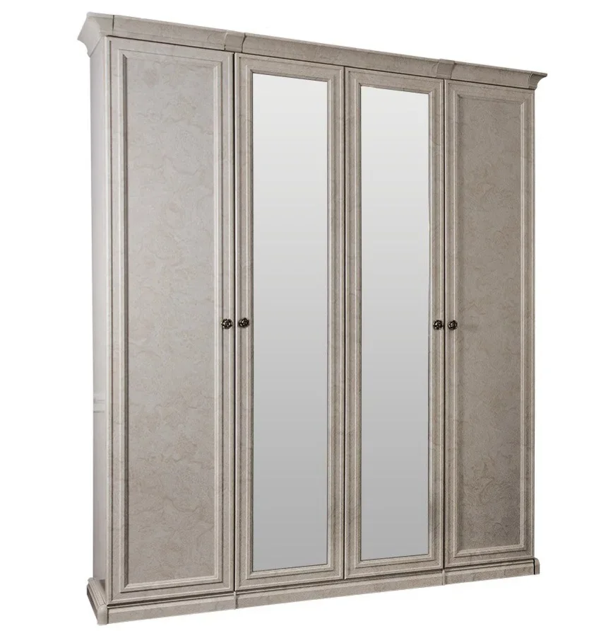 Шкаф "АФИНА" 4-дверный (2+2) с зеркалом крем корень