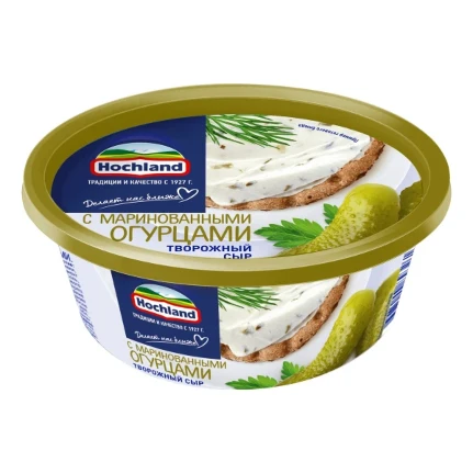 Фото для Сыр творожный Хохланд 140гр с маринованными огурцами ванна*6