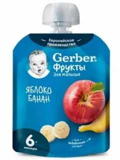 Фото для Пюре Гербер 90г Яблоко/банан*8