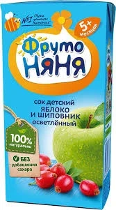 Фото для Сок ФрутоНяня 200мл яблоко/шиповник*18