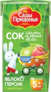 Фото для Сок Сады придонья 125мл Яблоко/персик с 5-ти мес б/с*18