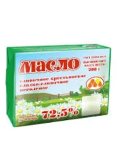 Фото для Масло сливочное 200гр 72,5% Крестьянское ЮКМП (БЗМЖ)*20