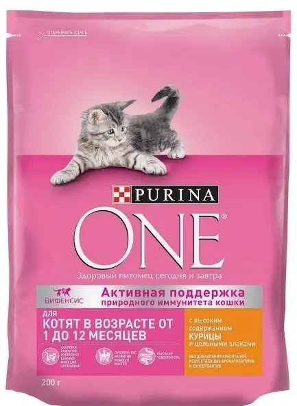 Purina One Kitten сухой корм для котят с курицей и цельными злаками, 750 г