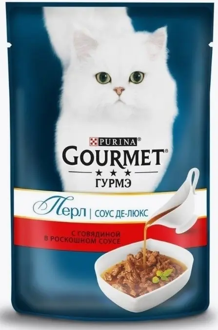 Влажный корм Gourmet Перл Соус Де-люкс для кошек, говядина, 85 г
