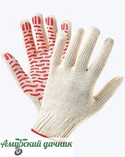 Фото для Перчатки Х/Б(60%) с ПВХ(40%) Белые ВОЛНА 10/4, 116 текс/40-42г.(ок.красн,машин)/10