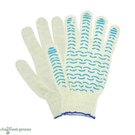 Фото для Перчатки Х/Б(60%) с ПВХ(40%) Белые Стандарт ВОЛНА 10/5, 132 текс/46-48г.(ок.бел,машин)/10