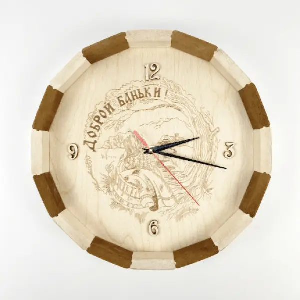 Часы бондарные "Доброй баньки!", комбинированные термолипа - 320
