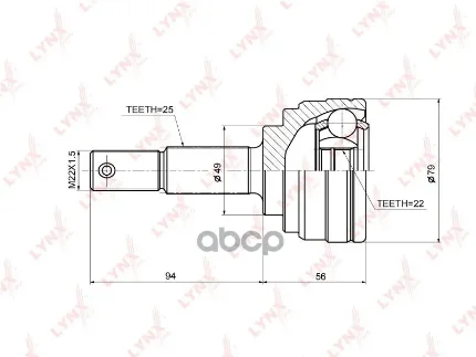 Фото для Шрус Ni [Ni-81] 22x49x25 Lynx Co-3678 Ni-081 Tiida C11 LYNXauto арт. CO-3678