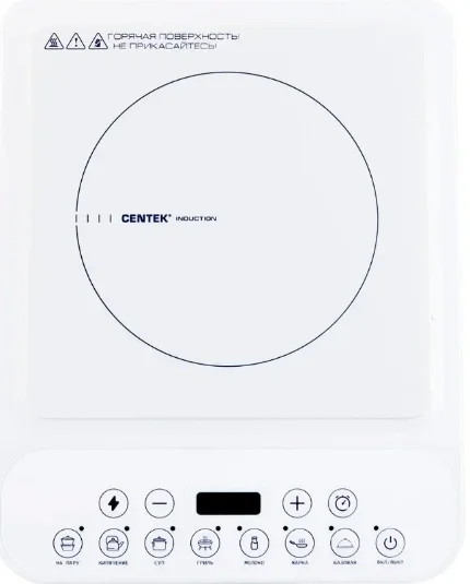 Плита индукционная Centek СТ-1517 Белая (2000Вт,1 конф,8 мощн,7программ,таймер)