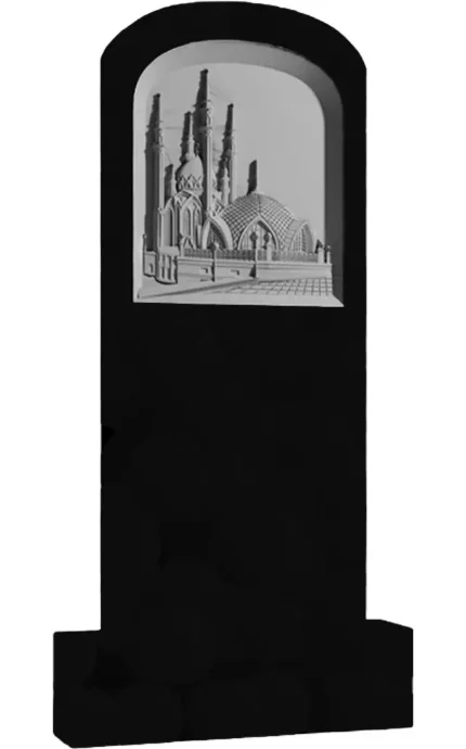 Фото для Мусульманские памятники из гранита вертикальные резные черные ВАР-111 (премиум-класс)
