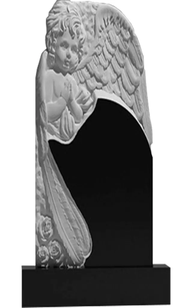 Детские памятники на могилу гранитные черные ВАР-244 "Ангел" (премиум-класс)