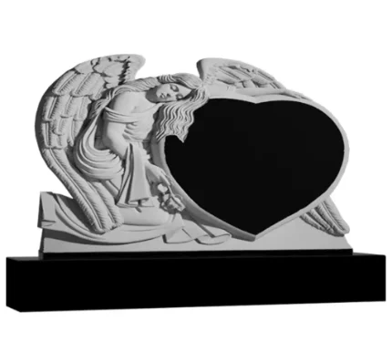 Фото для Гранитные памятники горизонтальные резные черные ГАР-24 "Сердце и Ангел"