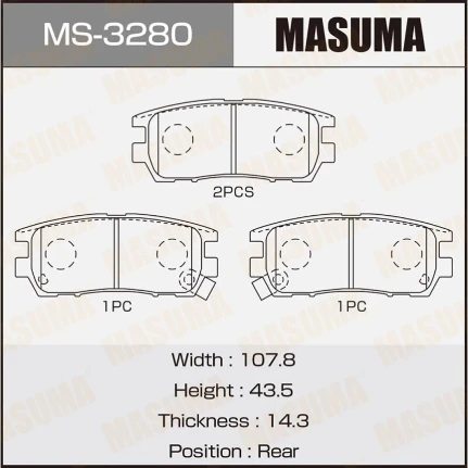 Фото для Колодки тормозные дисковые Masuma задние, комплект на ось (4 шт), арт. MS-3280