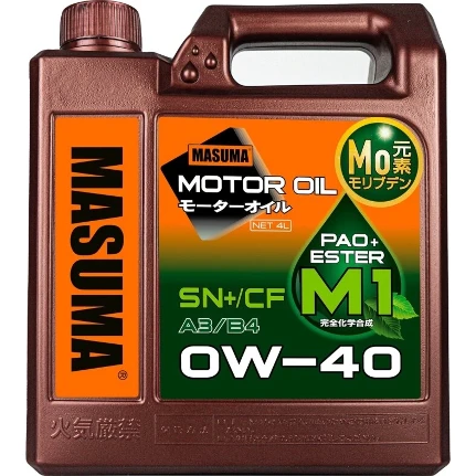 Фото для Масло моторное Masuma Motor Oil M1 0w40, синтетическое, API SN+/CF, ACEA A3/B4, универсальное, 4л, арт. M-1005E