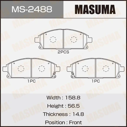 Фото для Колодки тормозные дисковые Masuma передние, комплект на ось (4 шт), арт. MS-2488
