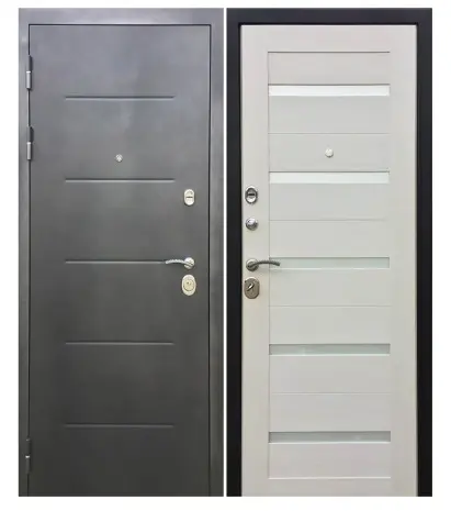 Входная металлическая дверь Isoterma серебро Царга лиственница бежевая 11 см