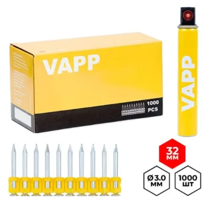 Фото для Гвозди 32x3 мм усиленные для монтажного пистолета с газовым баллоном 165 мм 1000шт G-CN332 VAPP