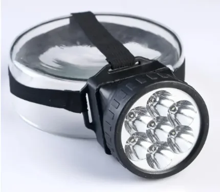 Фото для Фонарик налобный со светодиодами 7LED 3AA 7,5 х 6,3см Мастер К
