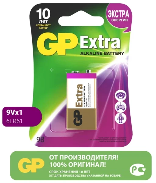 Фото для Батарейка Крона 9V алкалиновая MN1604 1шт GP