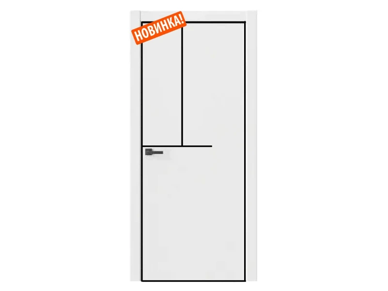 Фото для Межкомнатная дверь Платинум чёрная кромка с 4-х ст. белый софт