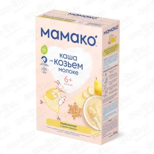 Каша Мамако пшеничная груша-банан на козьем молоке 200г с 6мес БЗМЖ