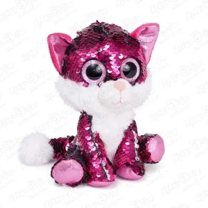 Фото для Игрушка мягкая Котик с пайетками темно-розовый